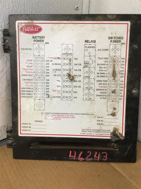 Need fuse box diagram with location and function of all fuses and relays working in a 2000 379 peterbilt vin is 551224 - Answered by a verified Technician We use cookies to give you the best possible experience on our website. . 2000 peterbilt 357 fuse panel diagram